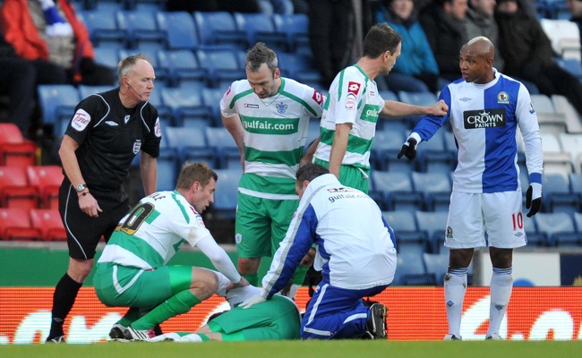  Diouf gets involved after QPR's Jamie Mackie suffered a leg break.
