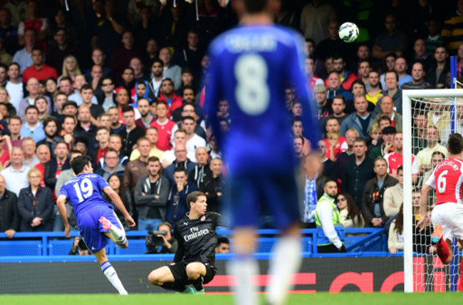 Chelsea's Diego Costa (left) scores the second goal