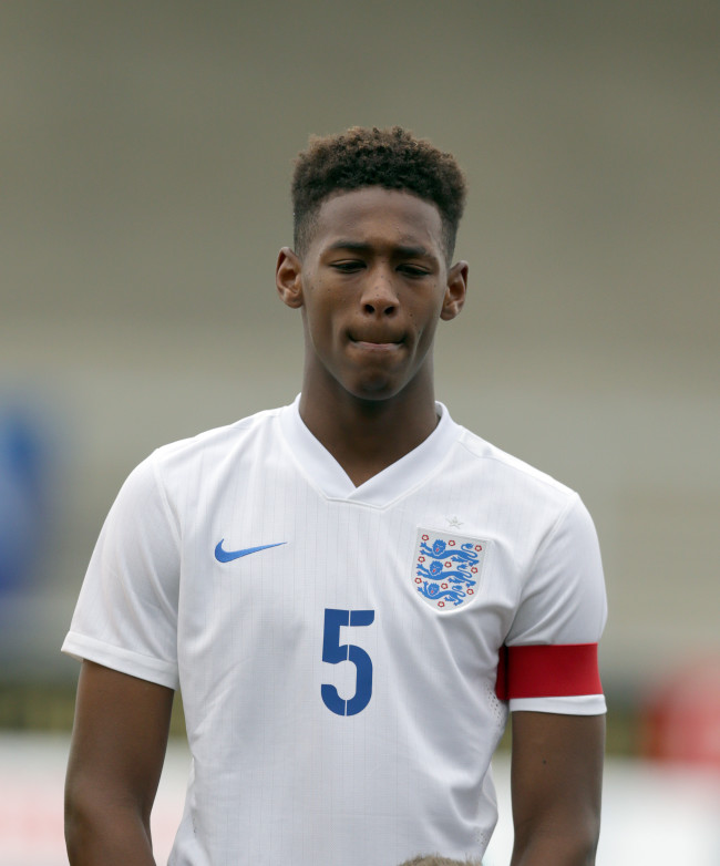 BURTON UPON TRENT, ENGLAND - MARCH 21:  Reece Oxford of England during the U17 Euro Elite Qualifying Round match between England and Norway at the Pirelli Stadium on March 21, 2015 in Burton upon Trent, England. (Photo by Clint Hughes/Getty Images)