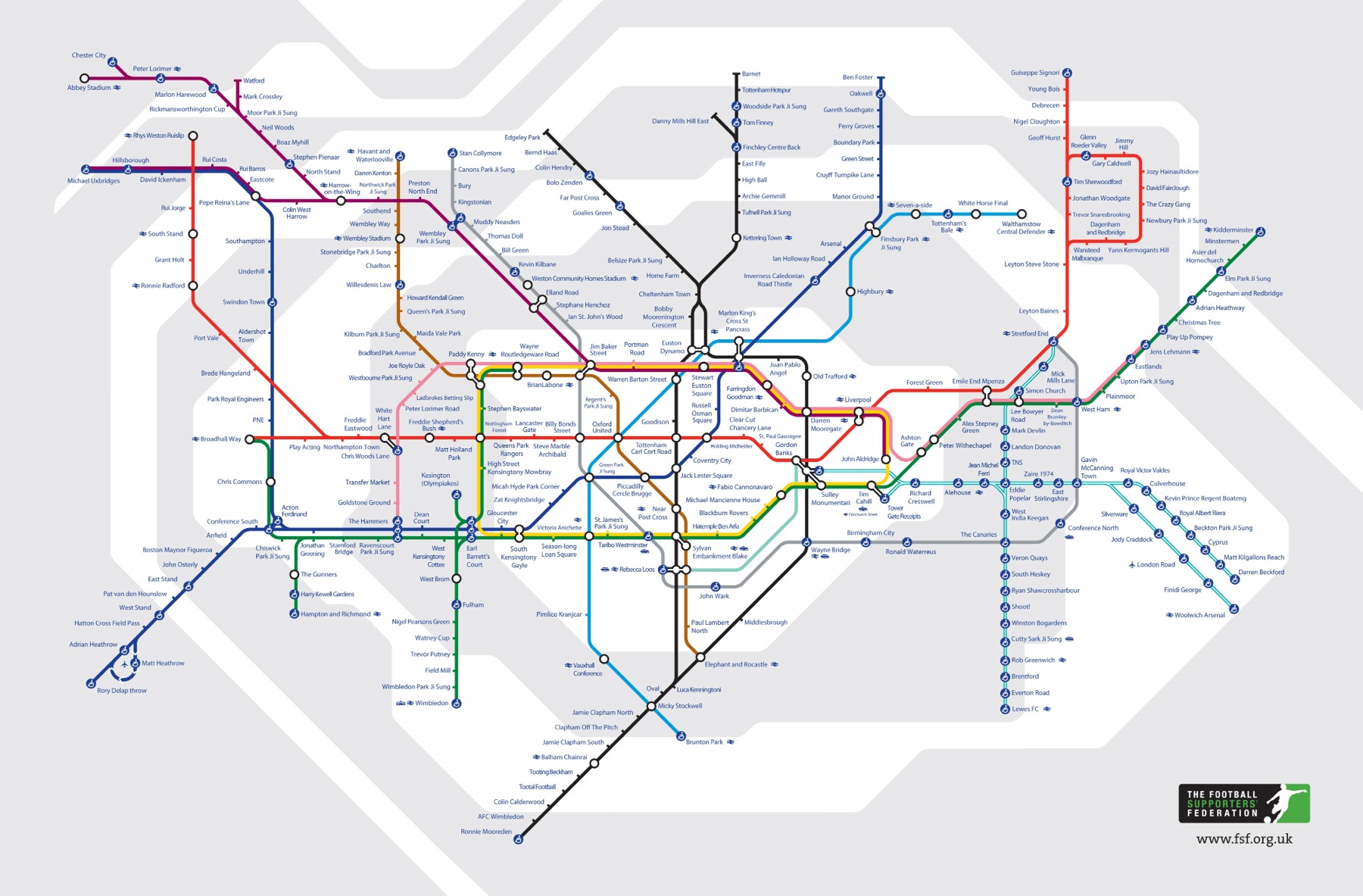 The Football Version Of The London Underground ‘Tube Map’ | Who Ate all ...